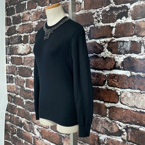 TED BAKER Sweater Halie Black Cashmere Silk Beaded Neckline Size XS - Picture 12 of 13